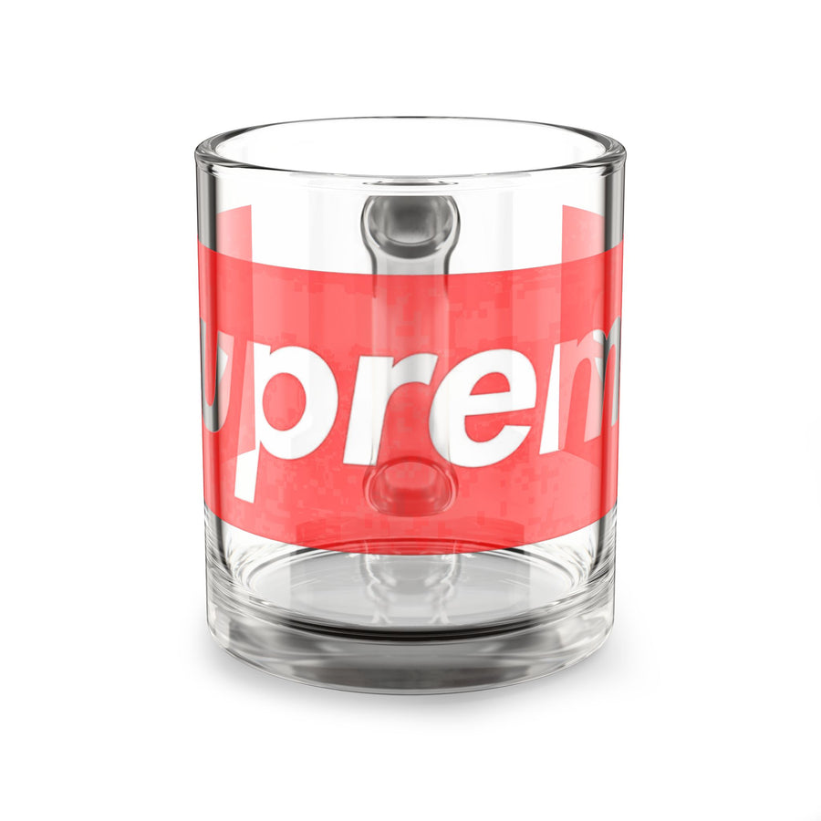 Supreme-Inspired Red Logo Glass Mug