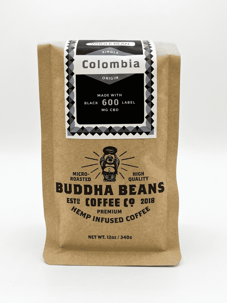 600mg CBD Black Label Colombian Coffee - Antigua - product bag front view