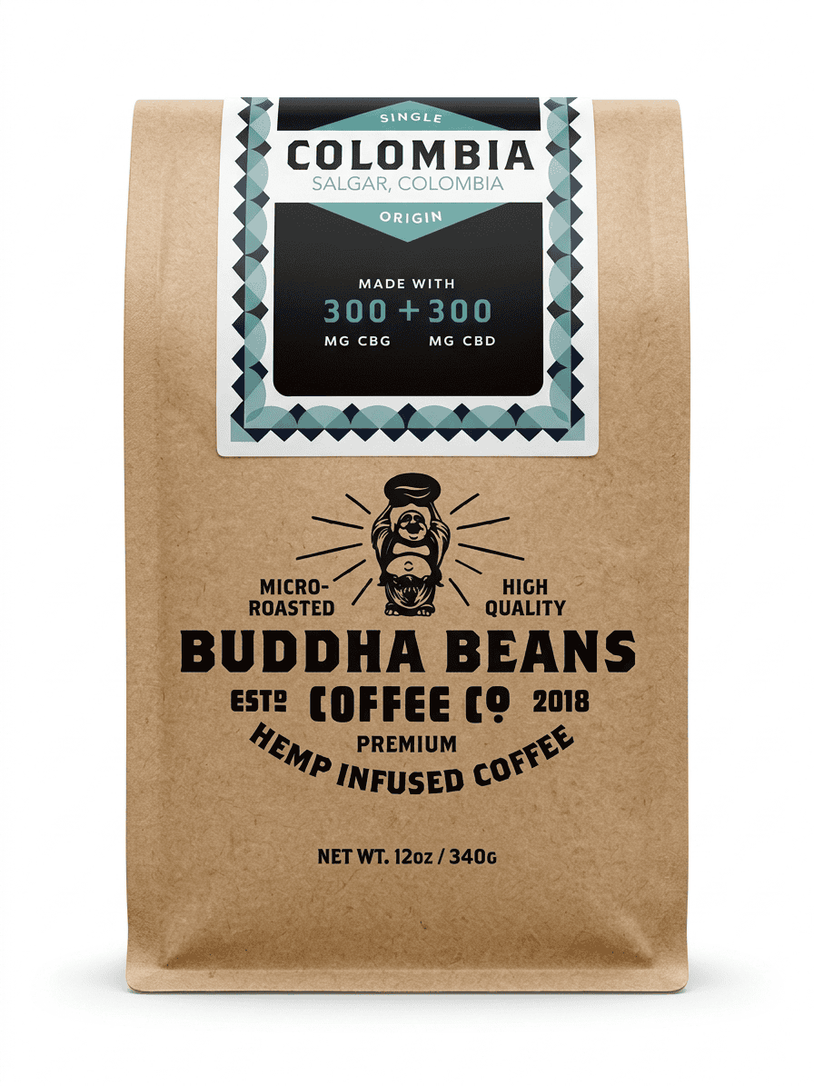 Black Label Colombia CBG Coffee with 300mg CBG and 300mg CBD - product bag front view