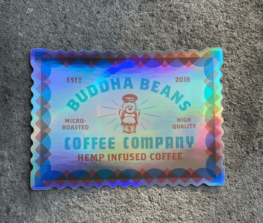 Buddha Beans Prism Sticker (4” X 2”) - product bag front view