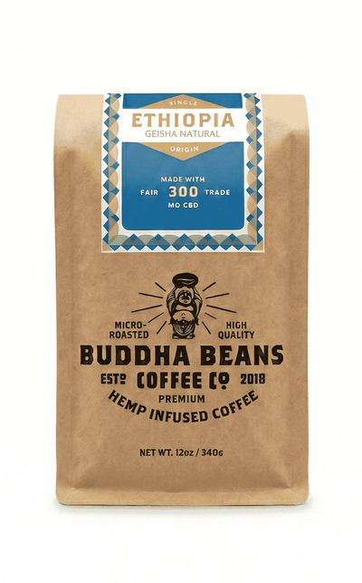 Ethiopia Geisha CBD Coffee natural process 300mg broad spectrum rare varietal - Buddha Beans