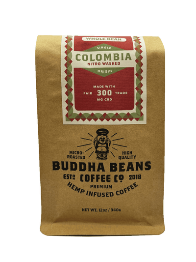 Nitro Washed Colombia CBD Coffee 300mg broad spectrum nitrogen flushed - Buddha Beans